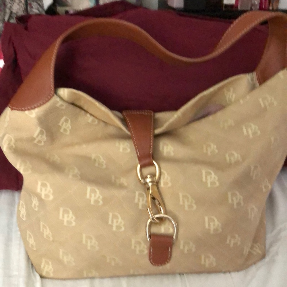 Dooney & Bourke Canvas Leather Hobo Tote